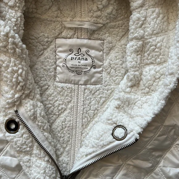 🖤PRANA DIVA LONG HOODED SHERPA JACKET/COAT-CREAM-M🖤